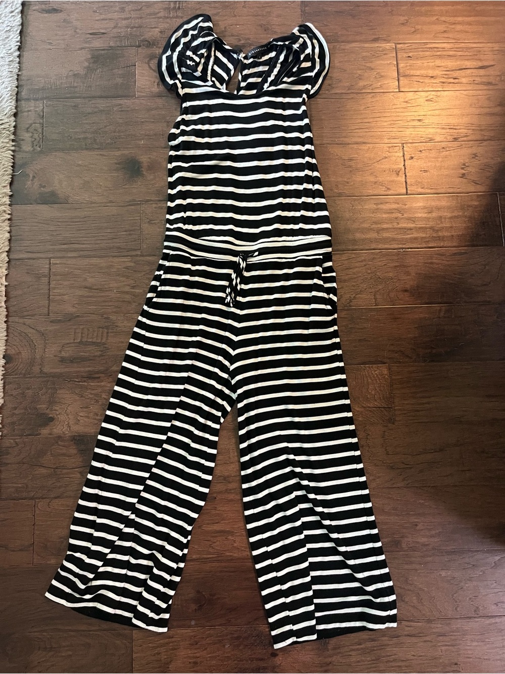 Gibsonlook Black and White Striped jumpsuit